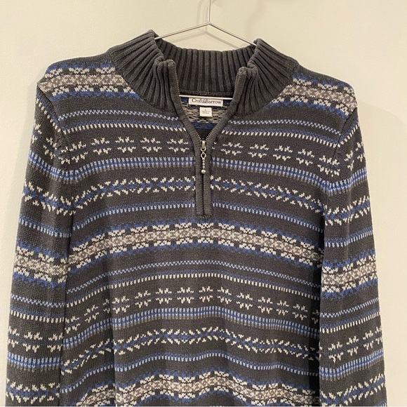 Men’s Vintage Croft & Barrow Holiday Christmas Snowflake Zip Sweater - Picture 2 of 9